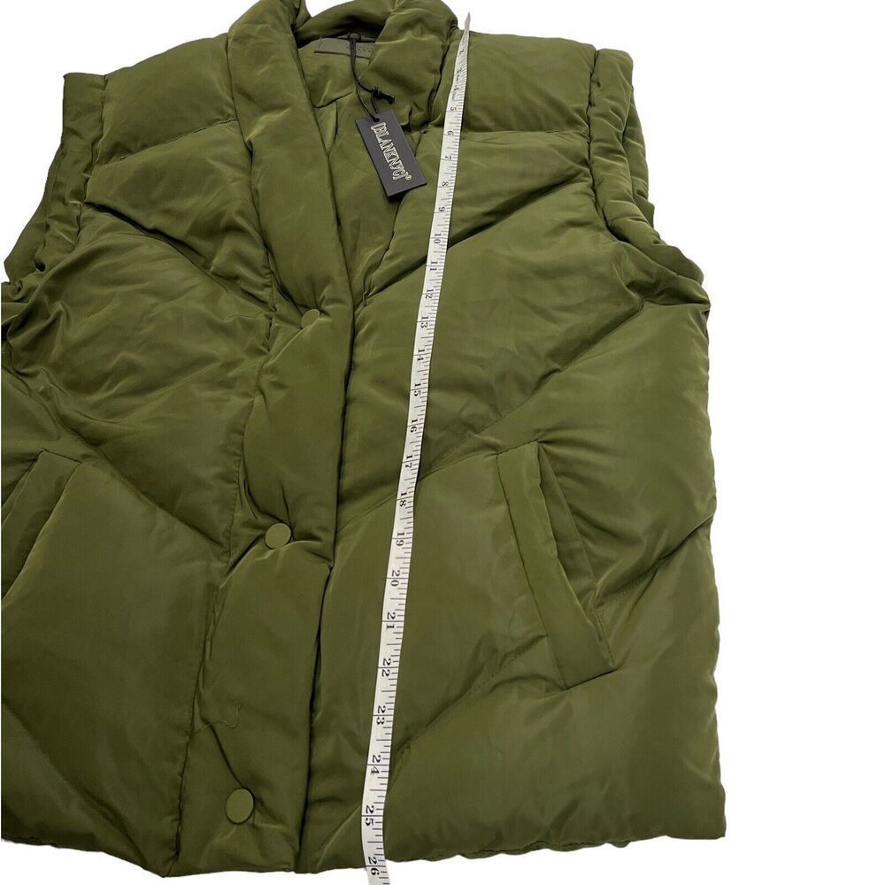 Blank NYC Vest Womens XS Green Quilted Snap Button Shawl V-neck Gorpcore Puffer - Picture 4 of 16